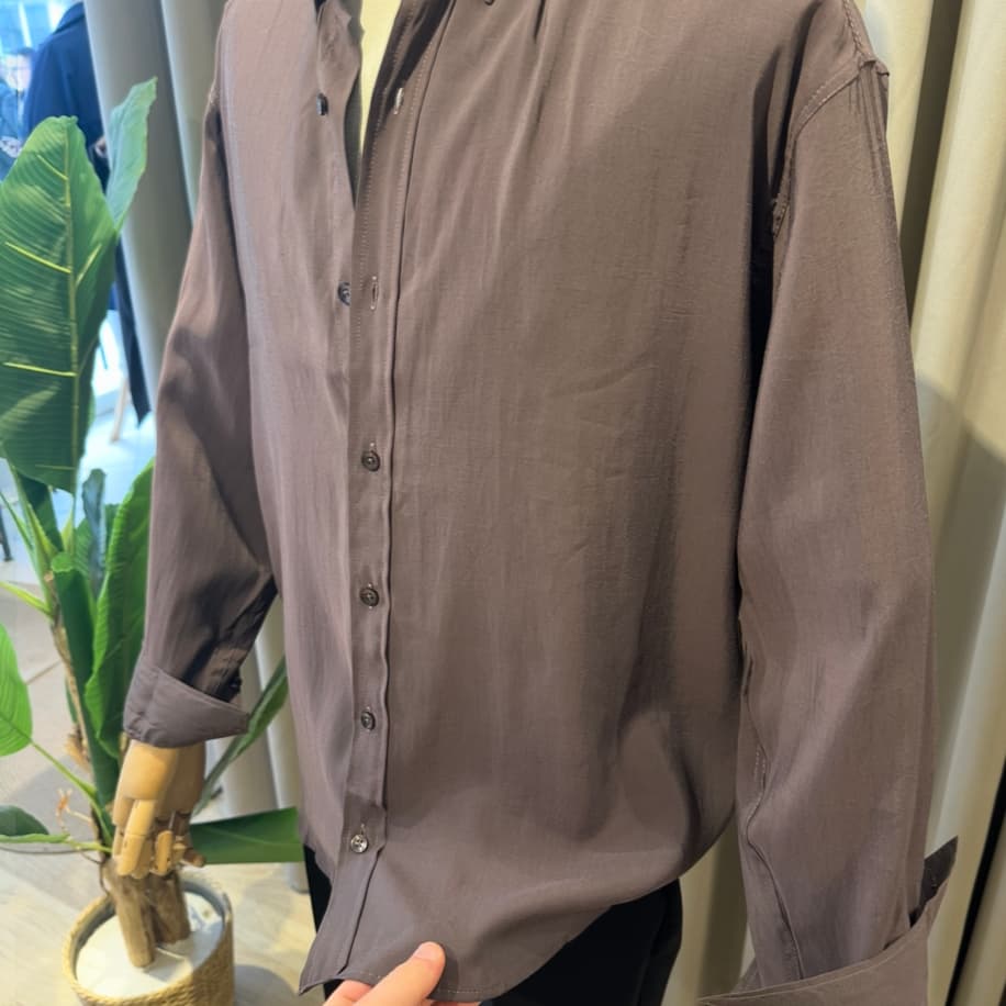 Modal Kumaş Gömlek - Kahverengi - Küçük Görsel 3